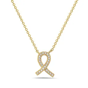 14K Yellow Gold Ribbon Diamond Necklace