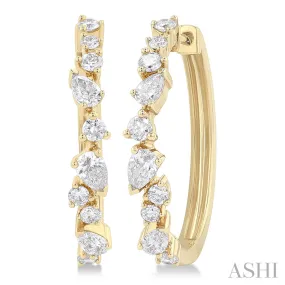 14K Yellow Gold Scatter Hoop Fashion Earrings, 0.70 Carat TW