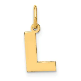 14k Yellow Gold  Small Size Letter L Initial Block Pendant