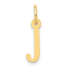 14k Yellow Gold Small Slanted Block Letter J Initial Pendant