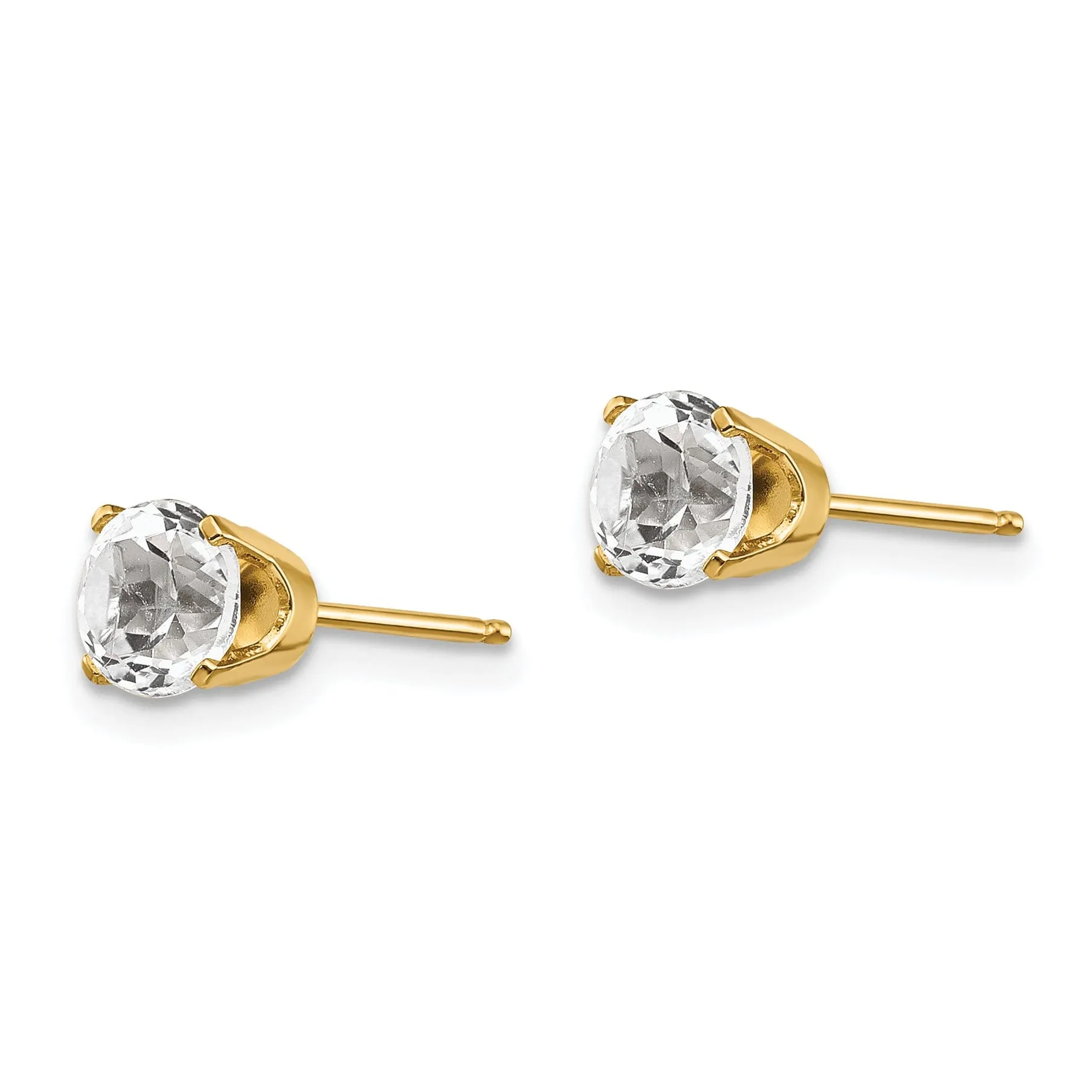 14k Yellow Gold White Zircon Birthstone Earrings