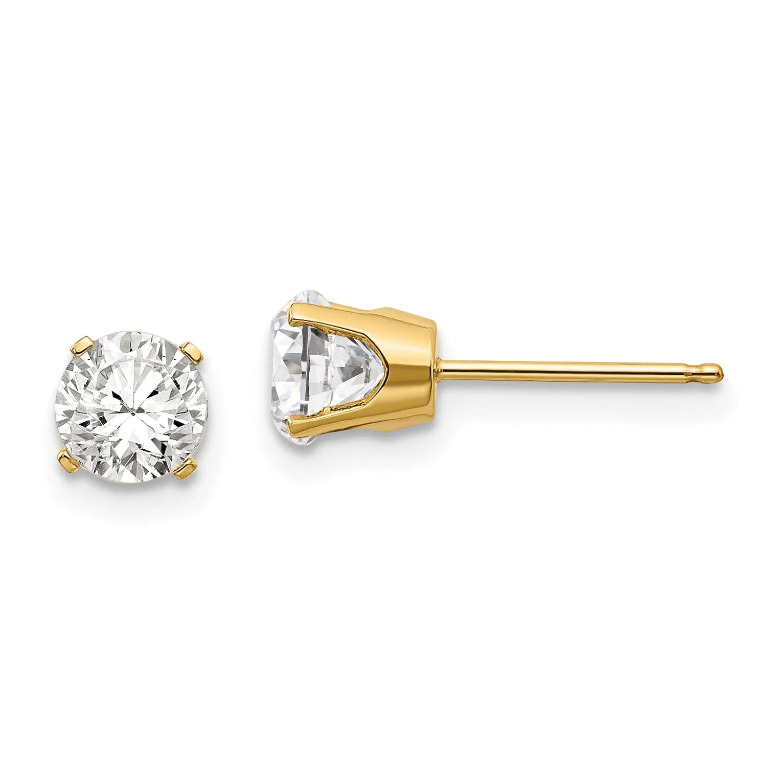 14k Yellow Gold White Zircon Birthstone Earrings