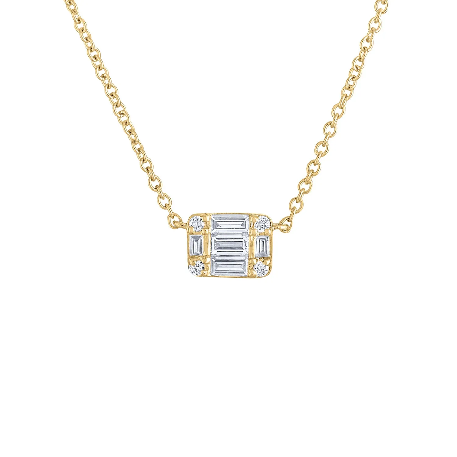 14KT GOLD DIAMOND BAGUETTE ILLUSION NECKLACE