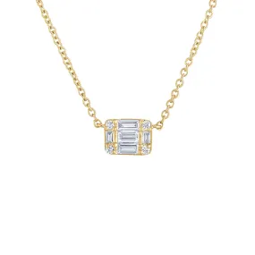 14KT GOLD DIAMOND BAGUETTE ILLUSION NECKLACE