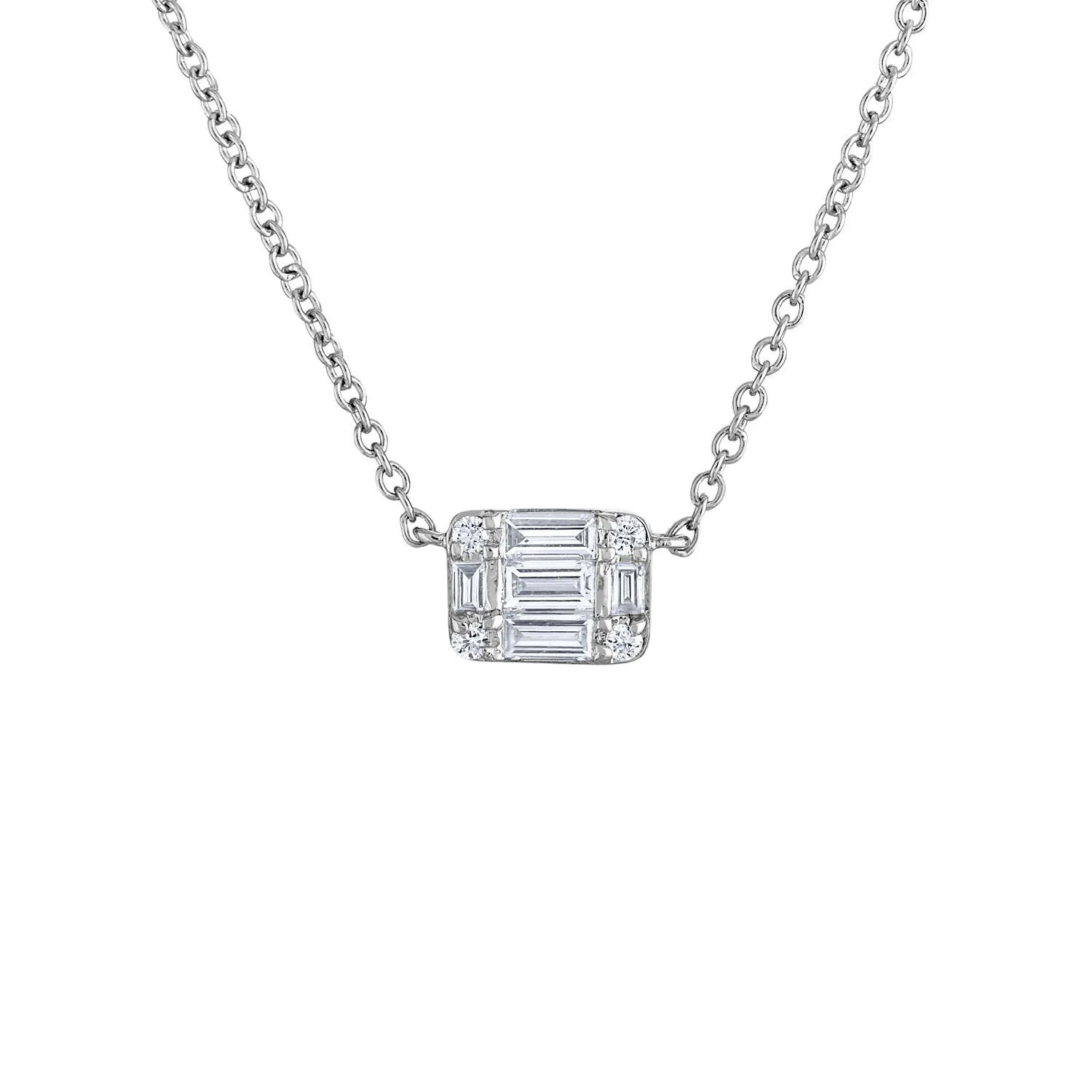 14KT GOLD DIAMOND BAGUETTE ILLUSION NECKLACE