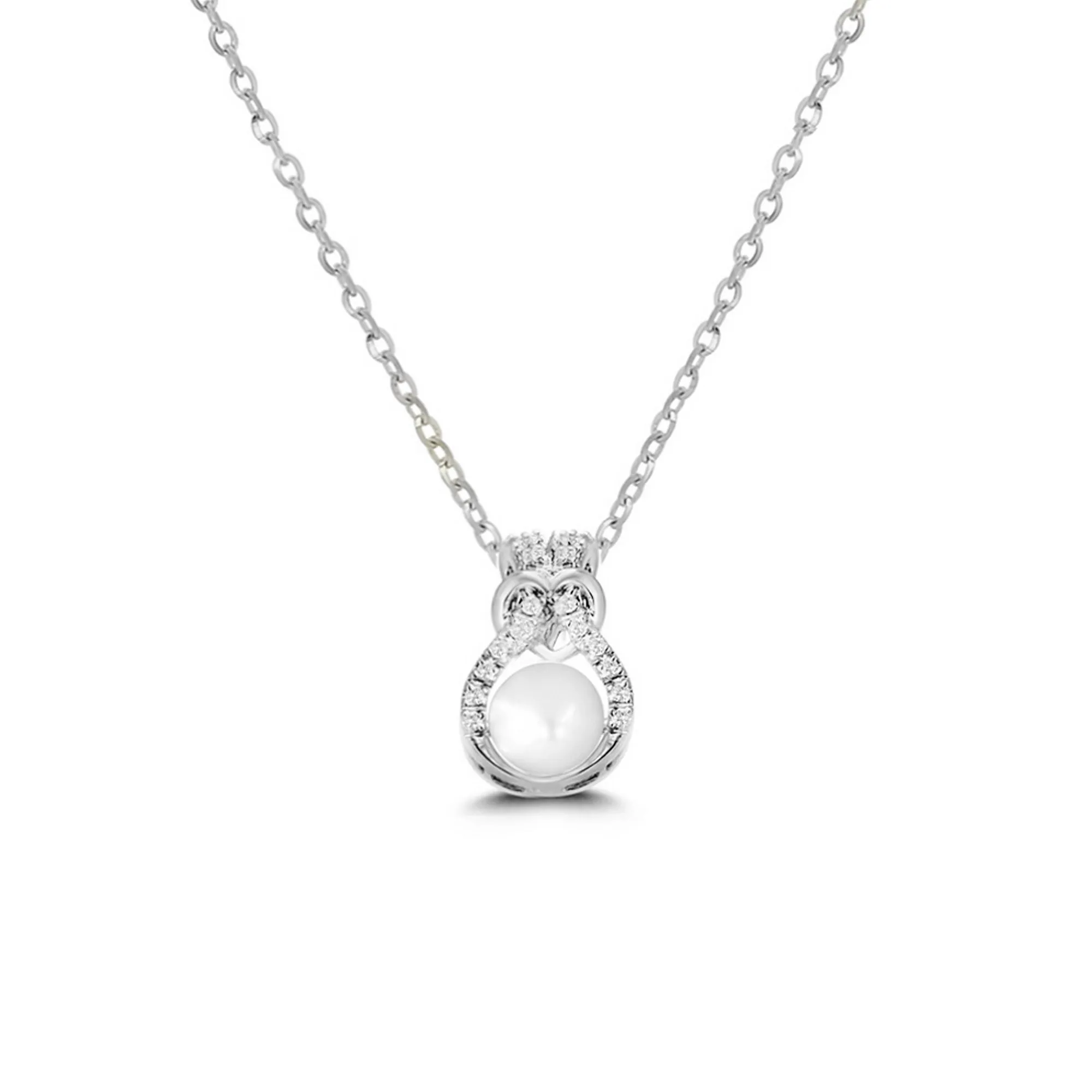 14KW 18D0.15CT,1PL3.27CT,LOVE KNOT DIAM/PEARL NK (118N402282W14PRL1)