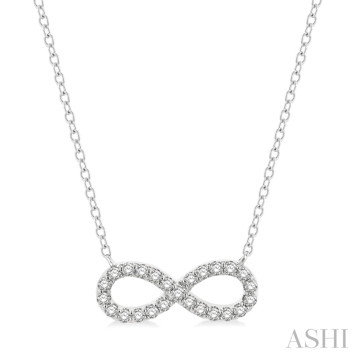 14KW Diamond Infinity Necklace w/ 0.25 ctw & 18" ADJ