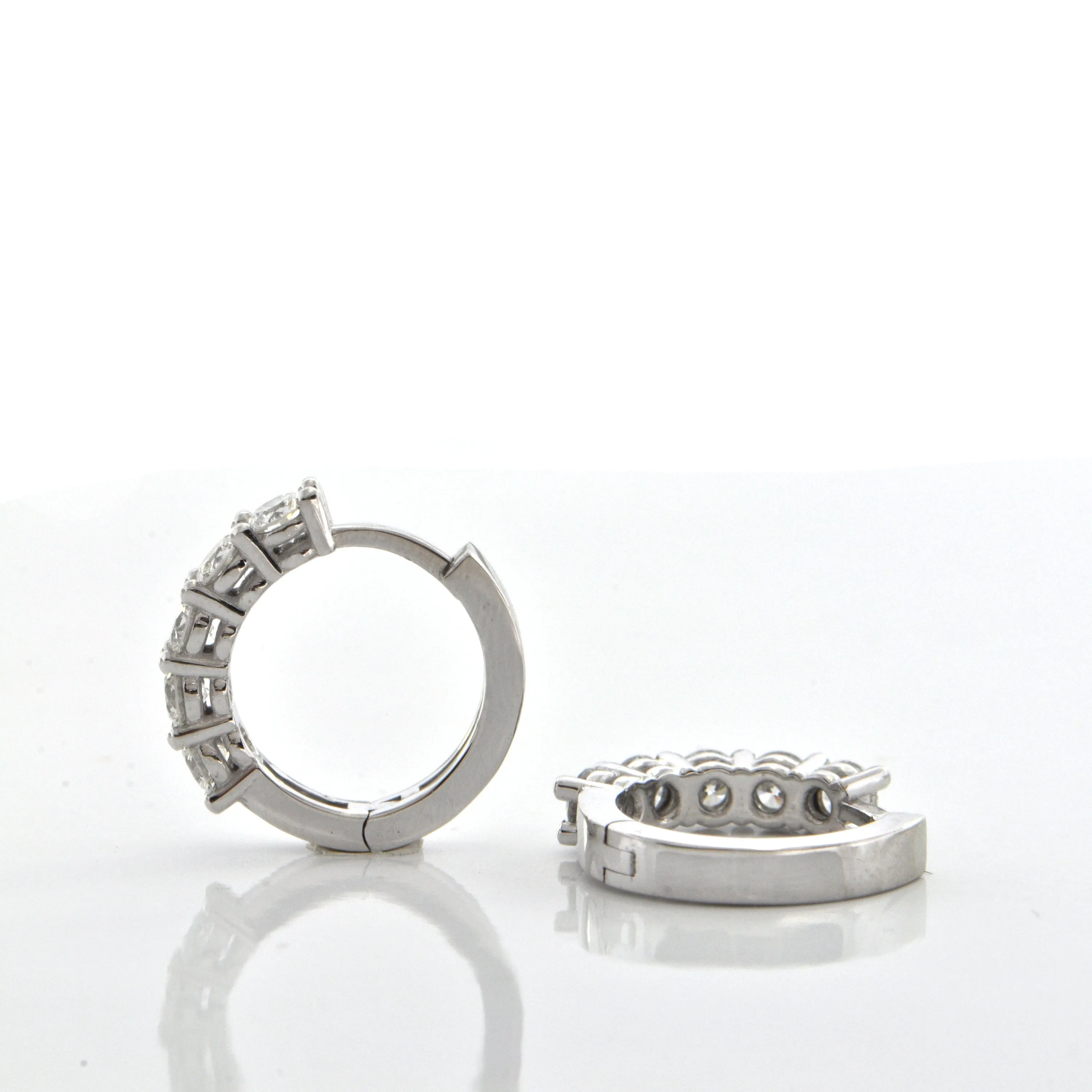 1.50ct Diamond Five-Stone Hoop Huggie Earrings