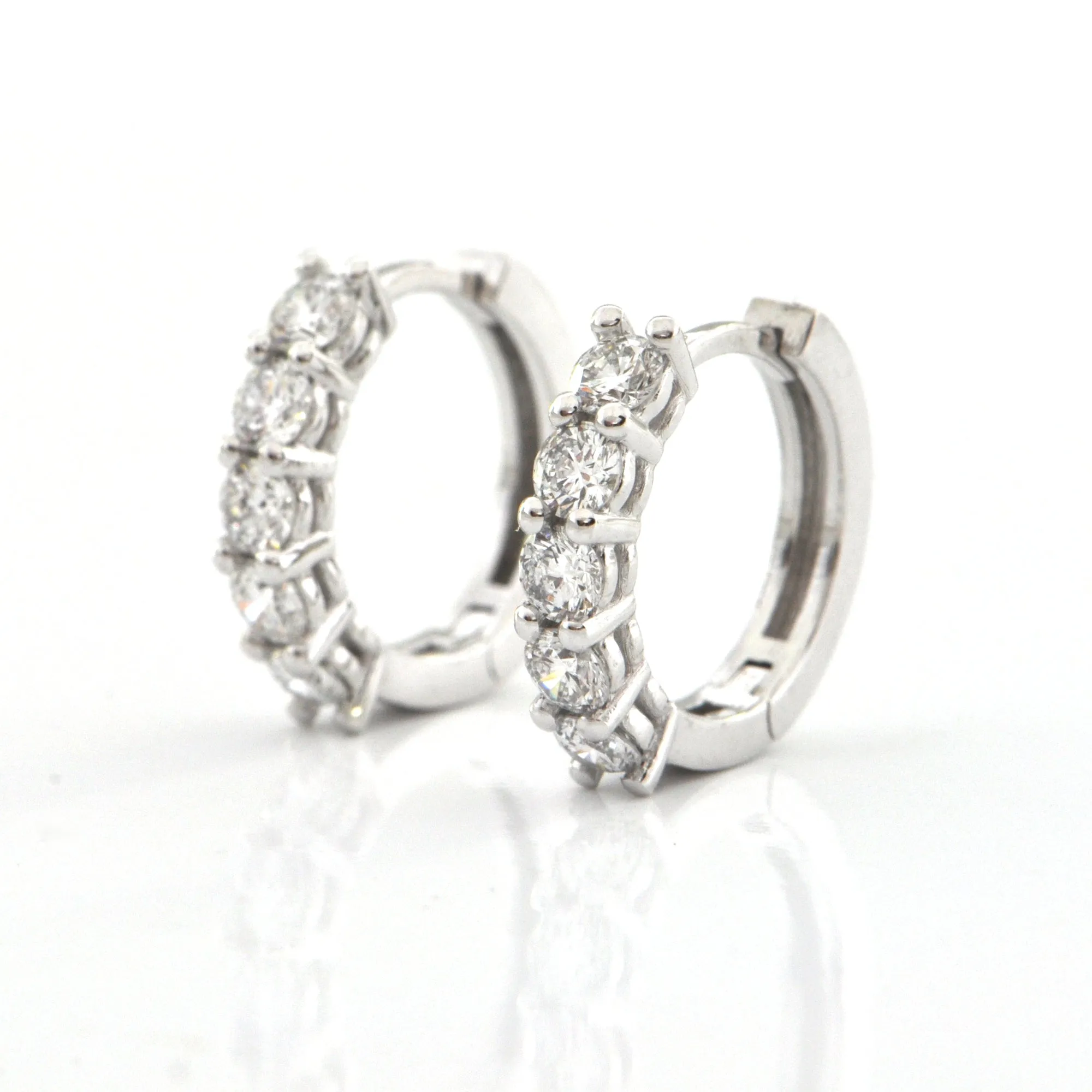 1.50ct Diamond Five-Stone Hoop Huggie Earrings