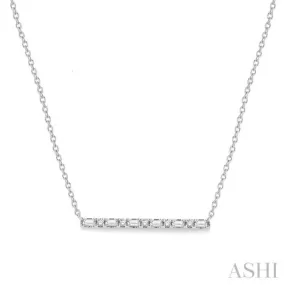 1/6 Ctw Baguette and Round Cut Diamond Petite Bar Necklace in 10K White Gold