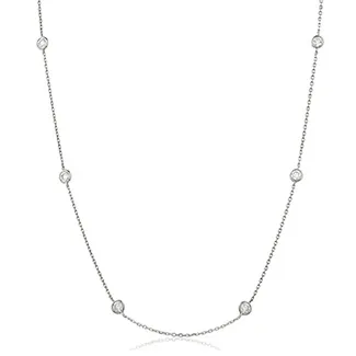 18ct White Gold 0.30ct Round Brilliant Cut Diamond Station Necklace