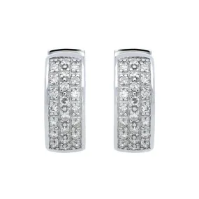 18ct White Gold 0.33ct Diamond Pave Hoop Earrings