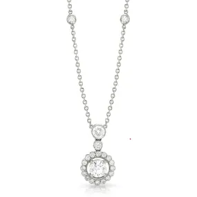 18ct White Gold Diamond Drop Necklace 17"