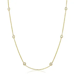 18ct Yellow Gold 0.41ct Round Brilliant Cut Diamond Station Necklace