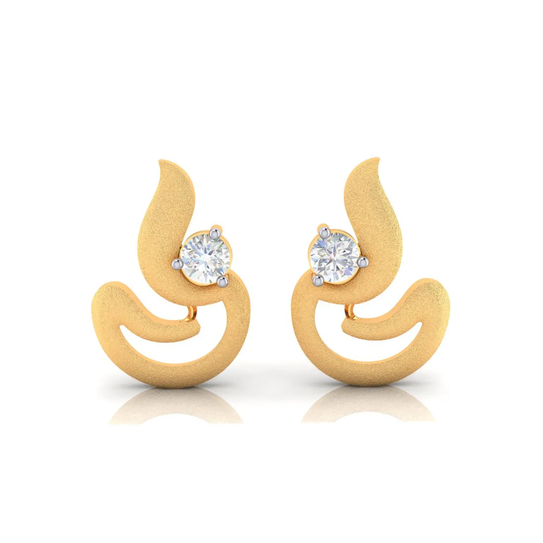 18k Dia Shape Gold Earrings With Diamond