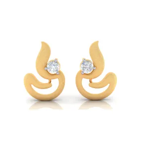 18k Dia Shape Gold Earrings With Diamond