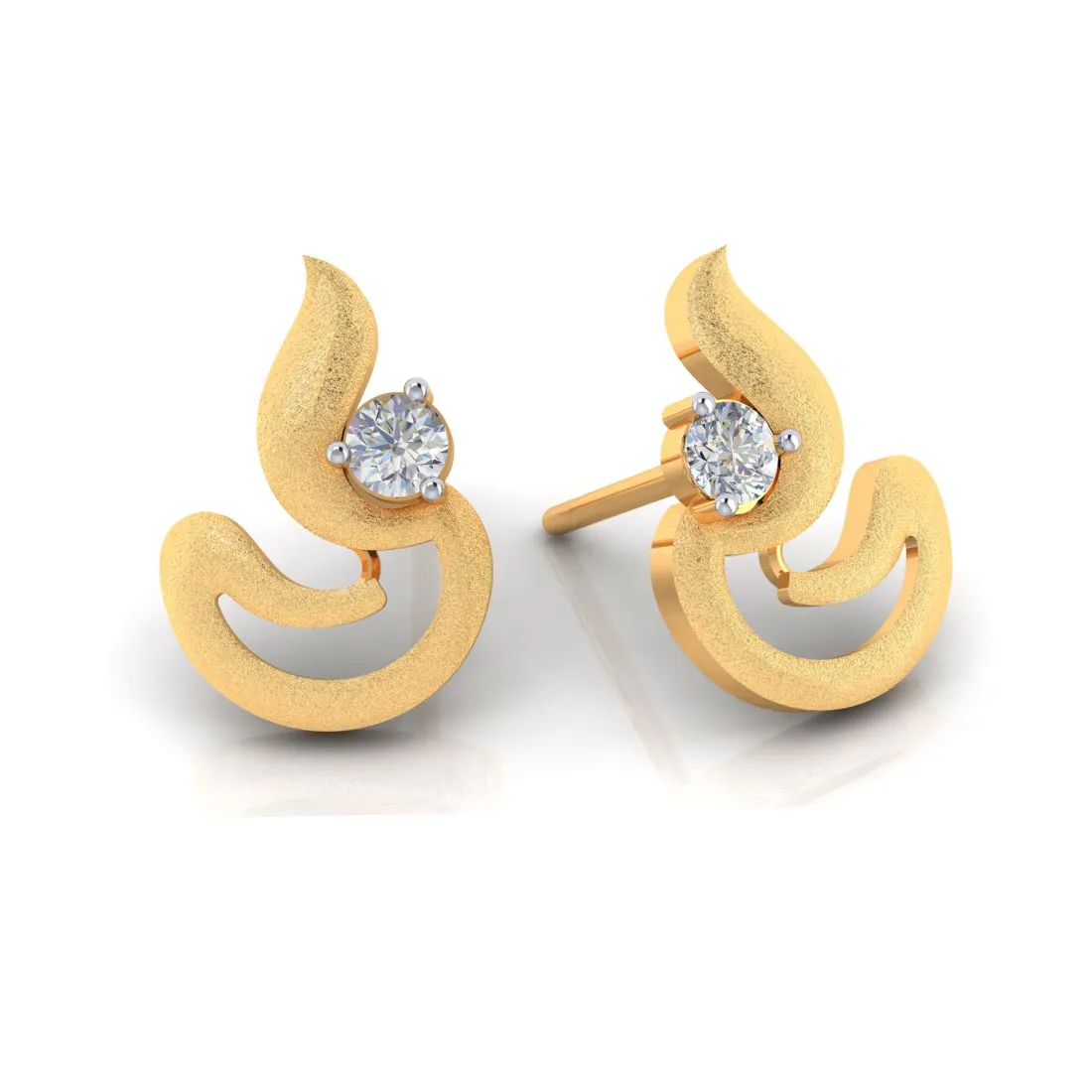 18k Dia Shape Gold Earrings With Diamond