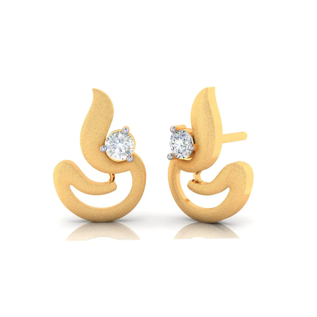 18k Dia Shape Gold Earrings With Diamond