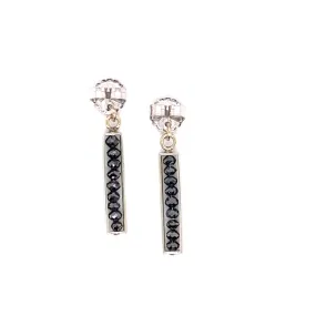 18k White Gold Black Diamond Medium Bar Earring Backs