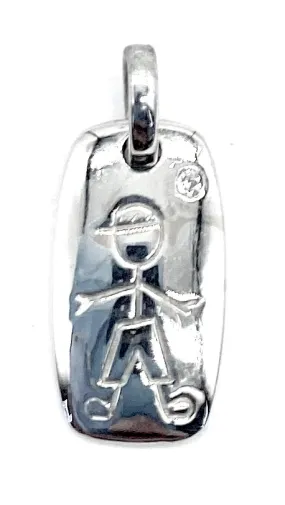 18k White Gold Diamond Boy Pendant