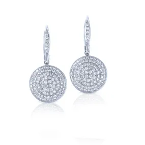 18K White Gold Drop Dangle Pave Diamond Earrings