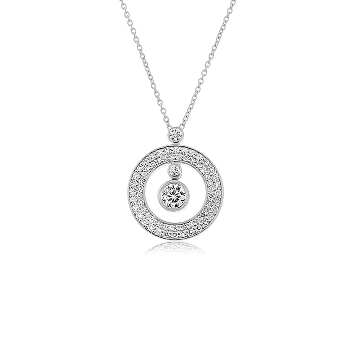 18K White Gold Pave Mini O Pendant