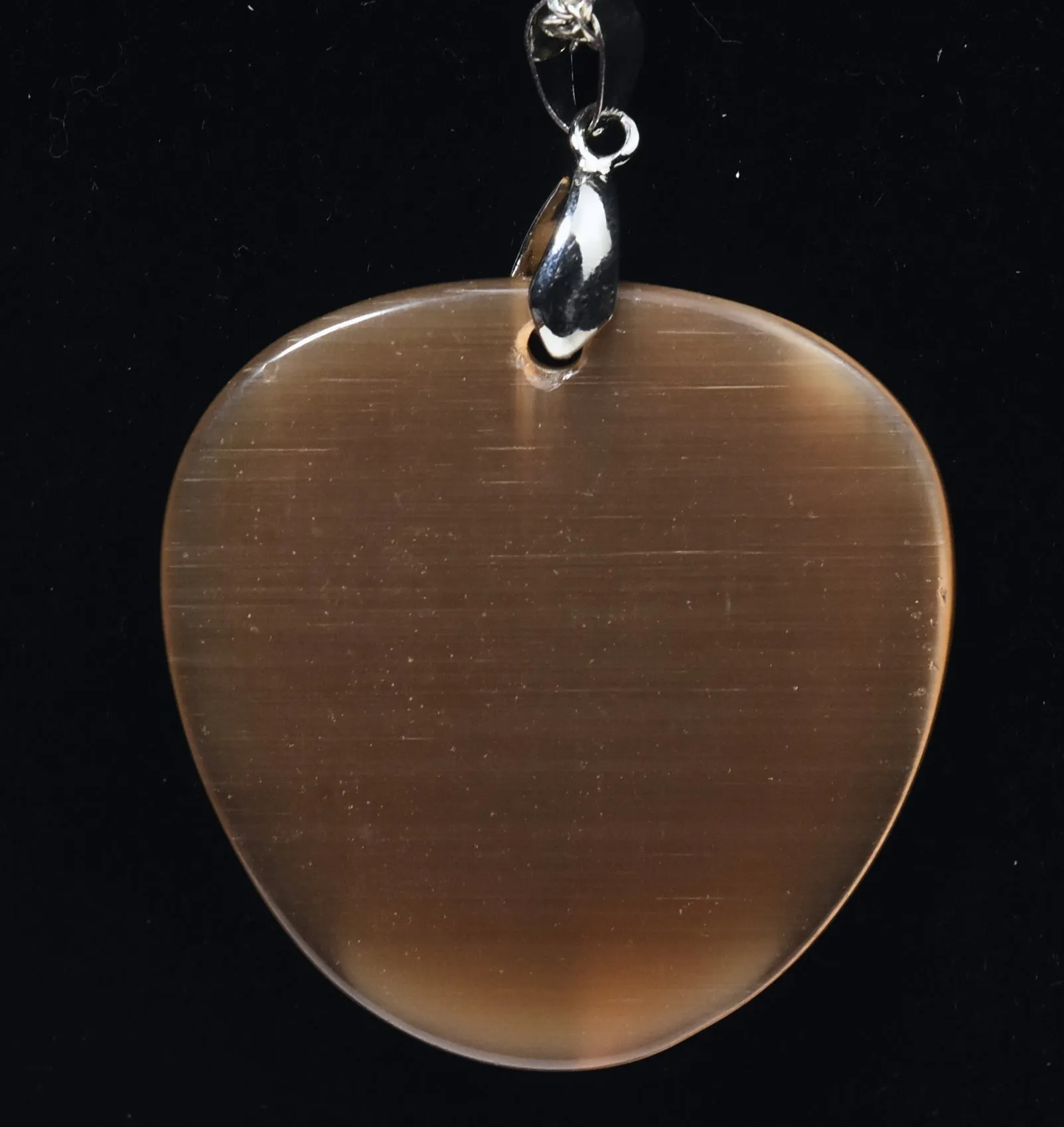 18k White Gold Plated Tiger's Eye Glass Pendant on Sterling Silver Italian Chain Necklace - 24"