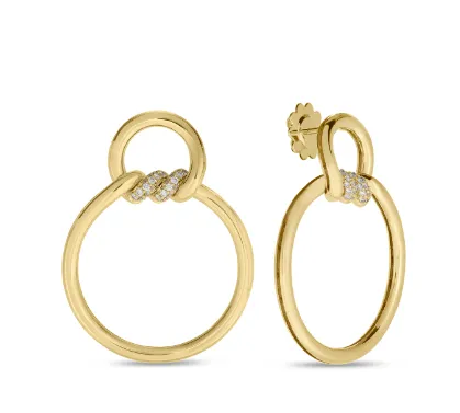 18K Yellow Cialoma Diamond Accent round doorknocker earrings