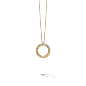 18K Yellow Gold and Diamond Single Circle Short Necklace