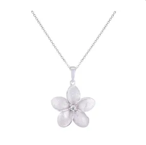 18mm 14k Plumeria Pendant with 0.05 carat diamond