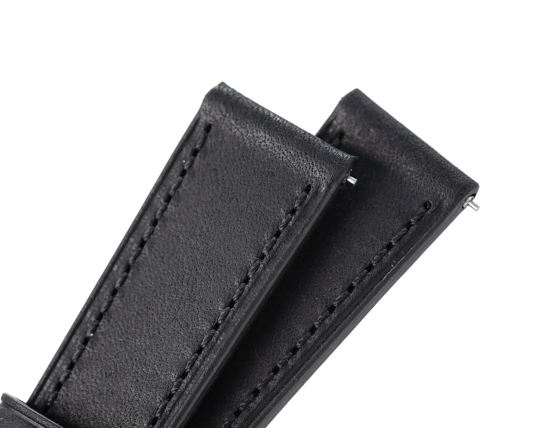 18mm 20mm 22mm Quick Release Italian Pueblo Leather Watch Strap - Black