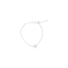 19cm Initial K Bracelet with Cubic Zirconia in Sterling Silver