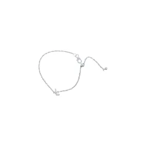 19cm Initial L Bracelet with Cubic Zirconia in Sterling Silver