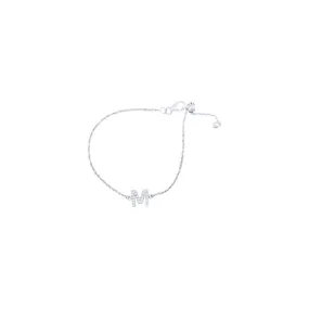 19cm Initial M Bracelet with Cubic Zirconia in Sterling Silver