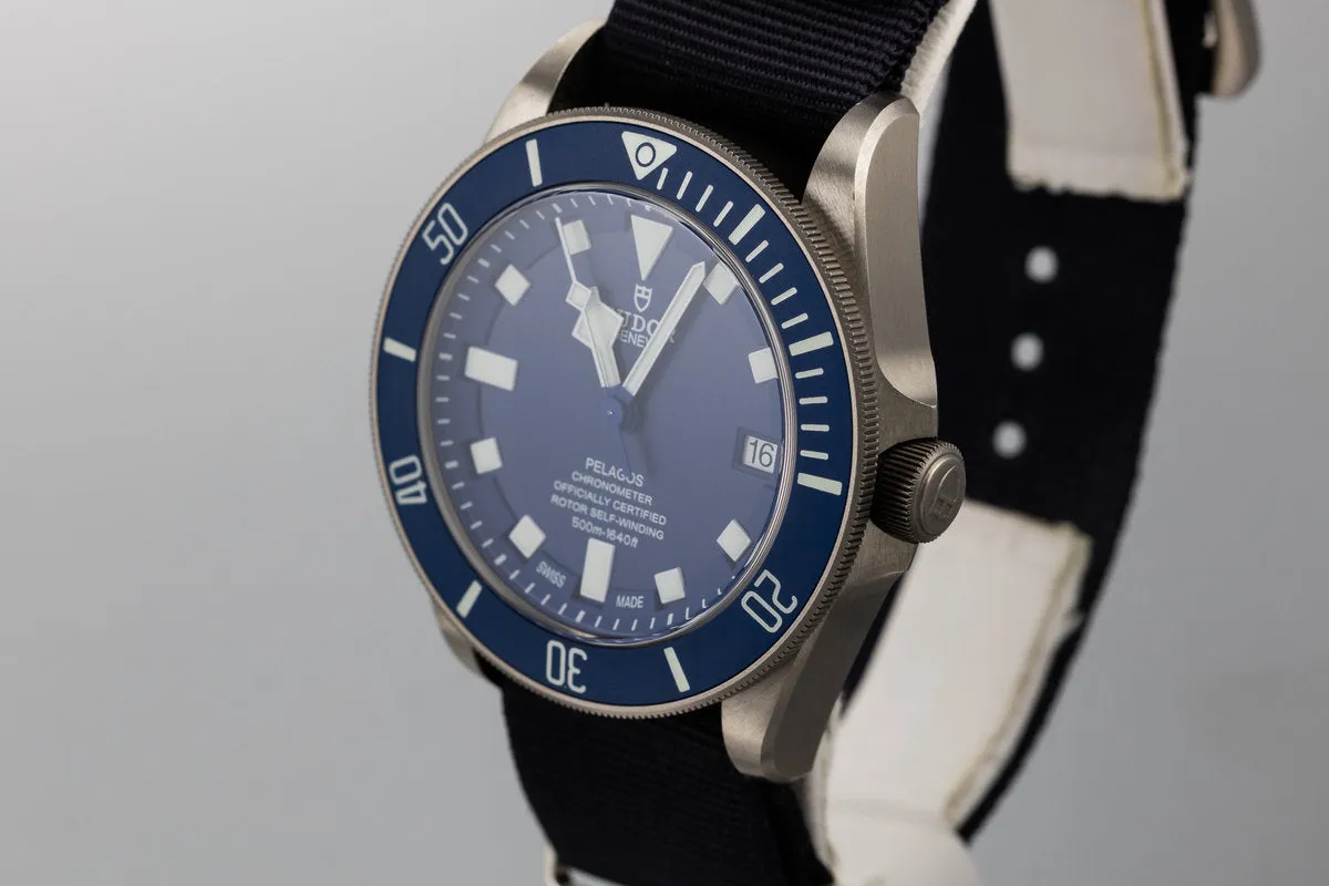 2017 Tudor Titanium Pelagos 25600TB Blue Dial with Box, Papers, Bracelet, and Dive Strap