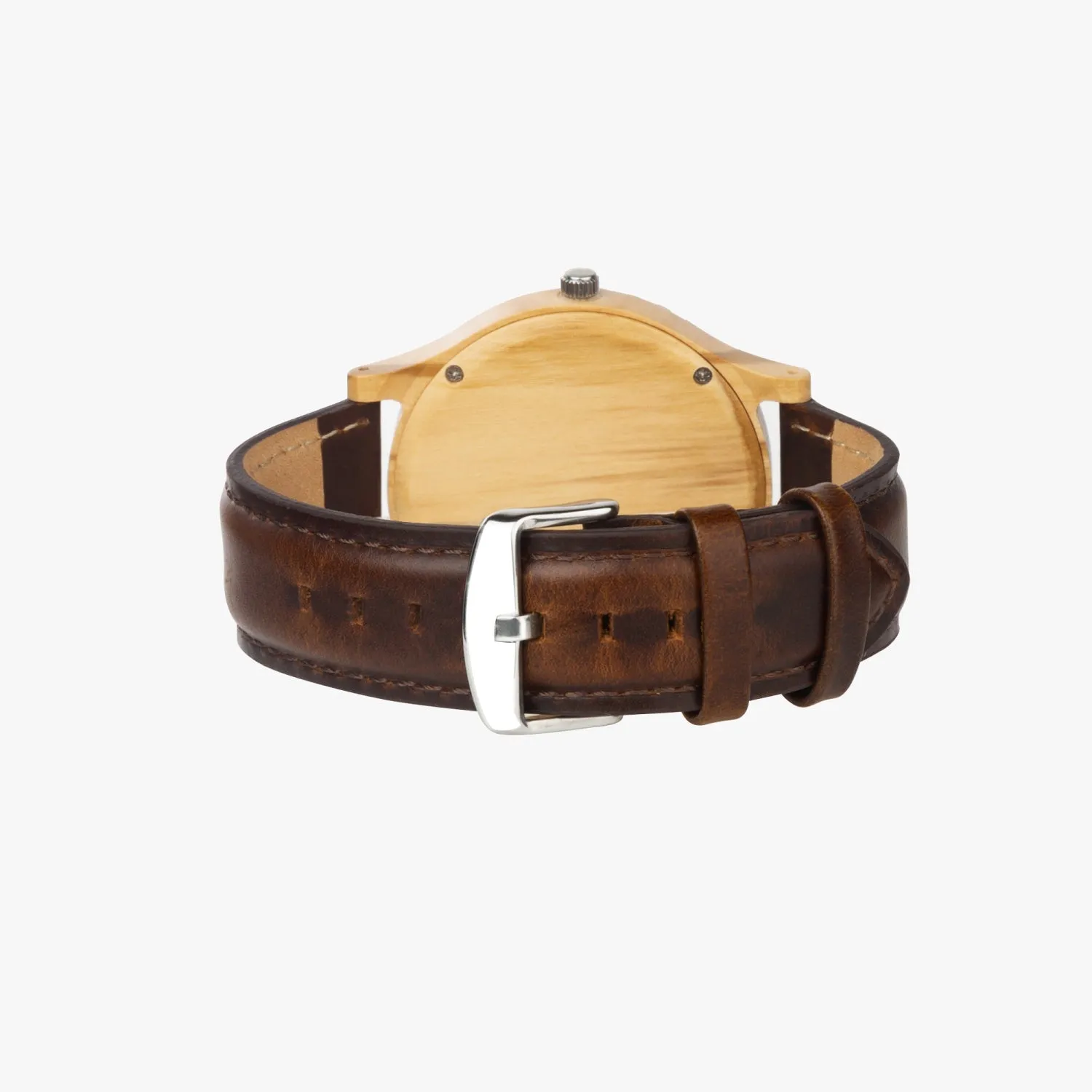 205. Italian Olive Lumber Wooden Watch - Leather Strap