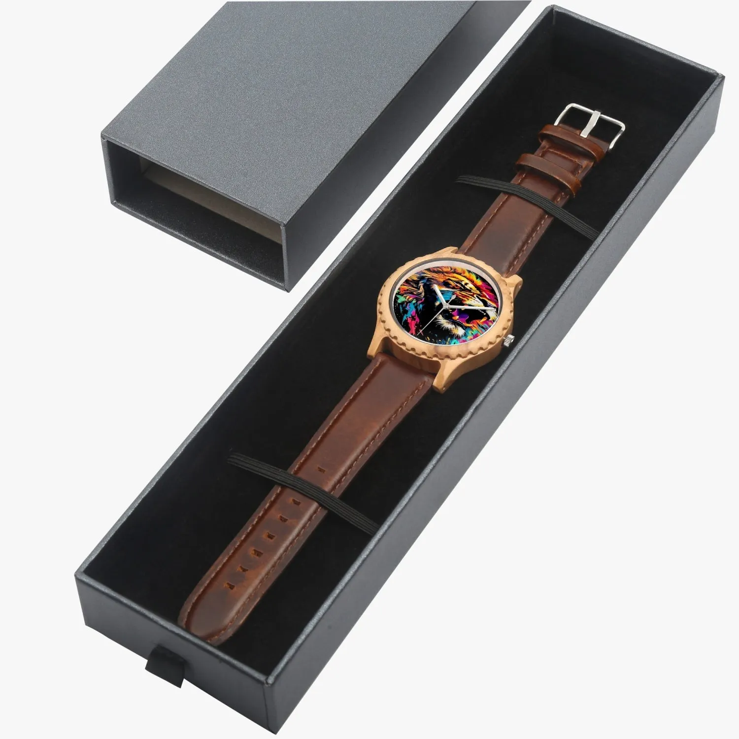 205. Italian Olive Lumber Wooden Watch - Leather Strap