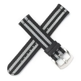 20mm 22mm Quick Release Premium Seat Belt Nylon Watch Strap - Black Grey [James Bond]