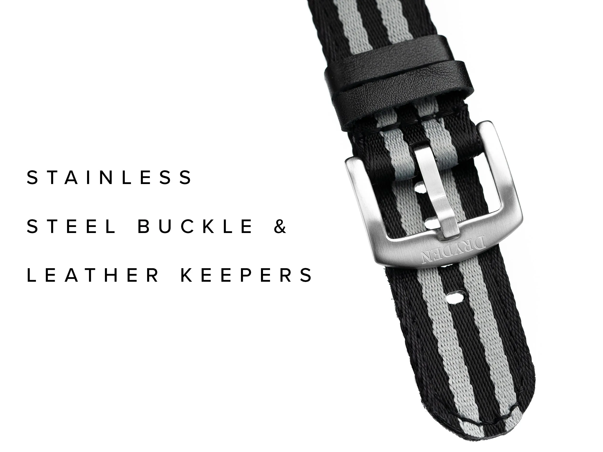 20mm 22mm Quick Release Premium Seat Belt Nylon Watch Strap - Black Grey [James Bond]