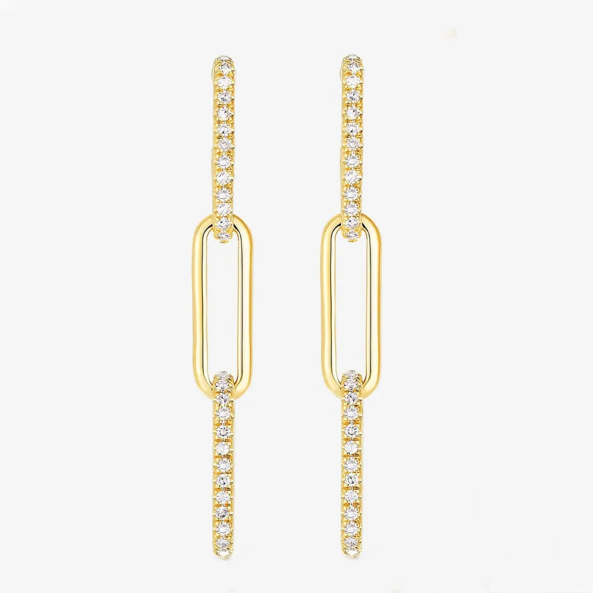 3 Ring Paperclip and Diamond Drop Earrings