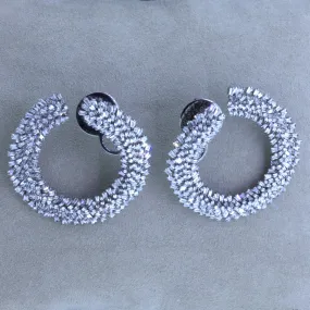 3.65 Carat Diamond 18k Gold & Rhodium Hoop Earrings