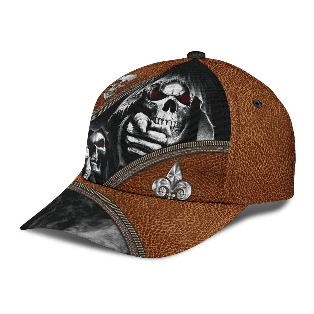 3D All Over Print The Death Classic Cap Hat Skull Baseball Cap Hat With Leather Pattern