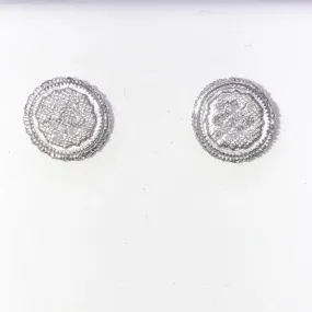 3D Circle Diamond .26cttw Earrings .925 Sterling Silver