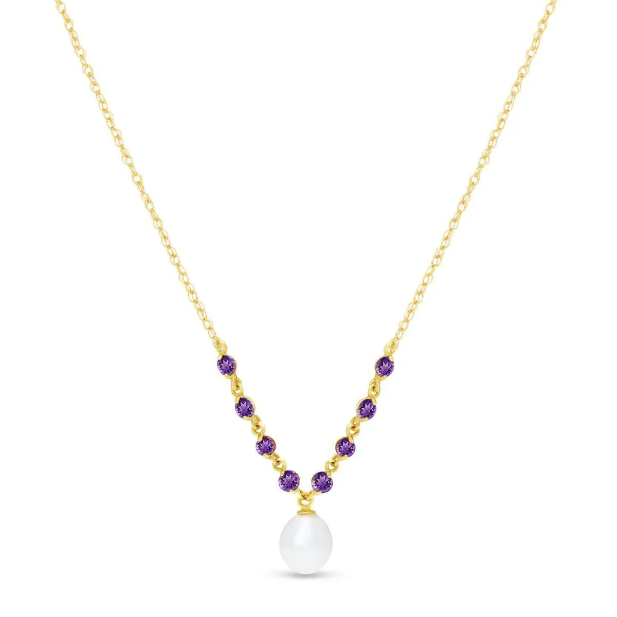 5 Carat 14K Solid Yellow Gold Necklace Natural Tanzanite Pearl