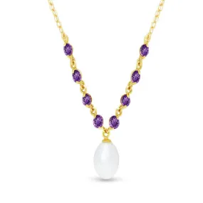 5 Carat 14K Solid Yellow Gold Necklace Natural Tanzanite Pearl