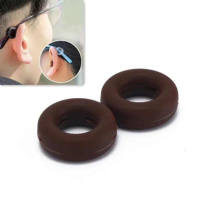 5 Pairs Glasses Ear Hooks Round Anti Slip Silicone Grips Eyeglasses Accessories(Brown)