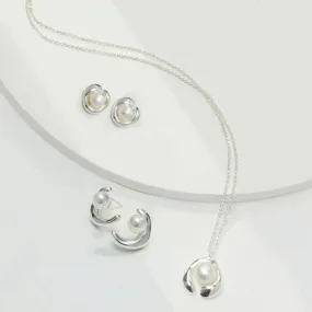 8mm Single Pearl Drop Necklace-Sterling Silver