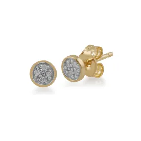 9 karat Gelbes Gold Diamant Ohrstecker Ohrringe