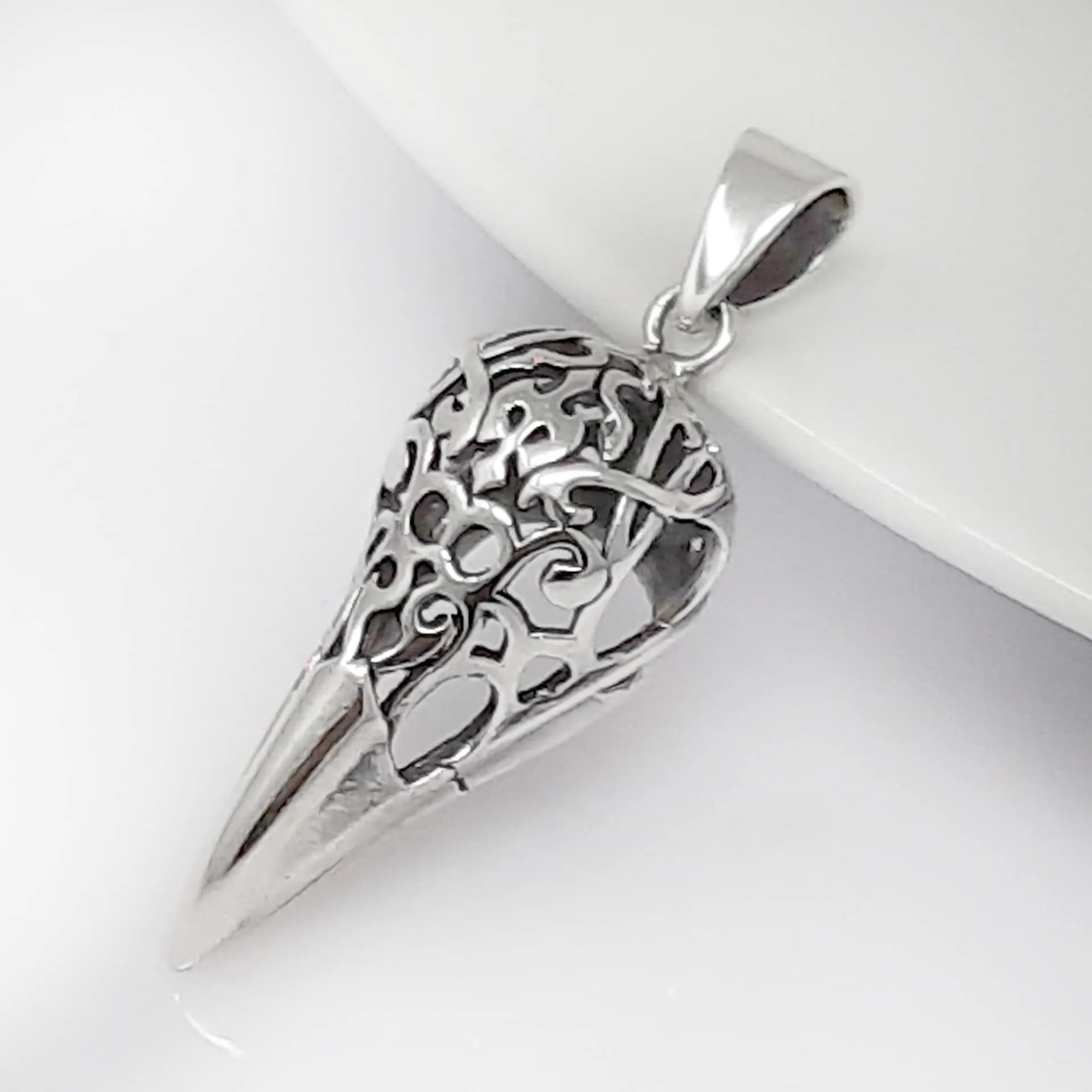 925 Sterling Silver Viking Raven Skull Pendant for Men and Women