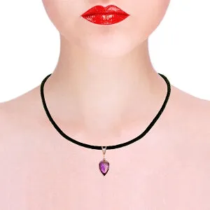 9.51 Carat 14K Solid Rose Gold Leather Necklace Diamond Amethyst